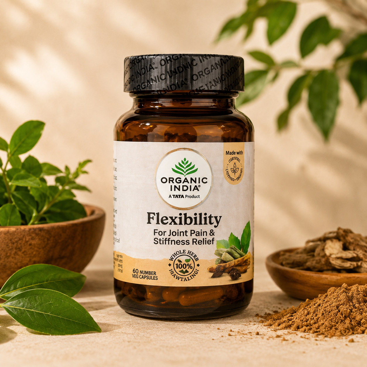 Organic India Flexibility Soutien naturel de la souplesse articulaire et du confort des mouvements (60 gélules)