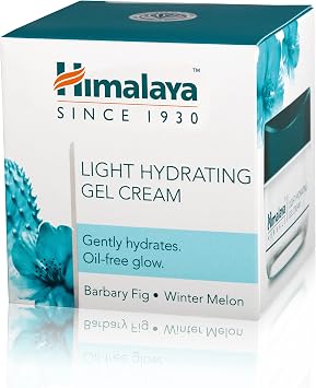 Himalaya Light hydrating gel cream is fortified with Barbary fig and winter melon | moisturize keeping it hydrated and supple| Rejuvenates and protects skin, Best suited for oily skin- 50g