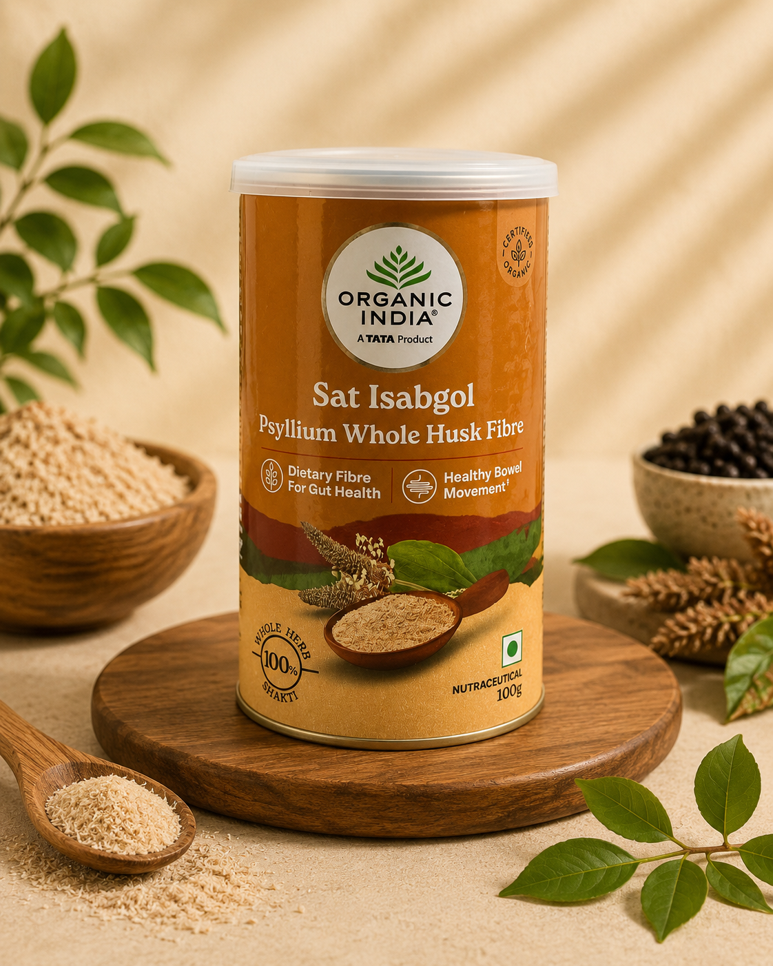 Sat Isabgol Psyllium Whole Husk Fibre Organic India – 100 g