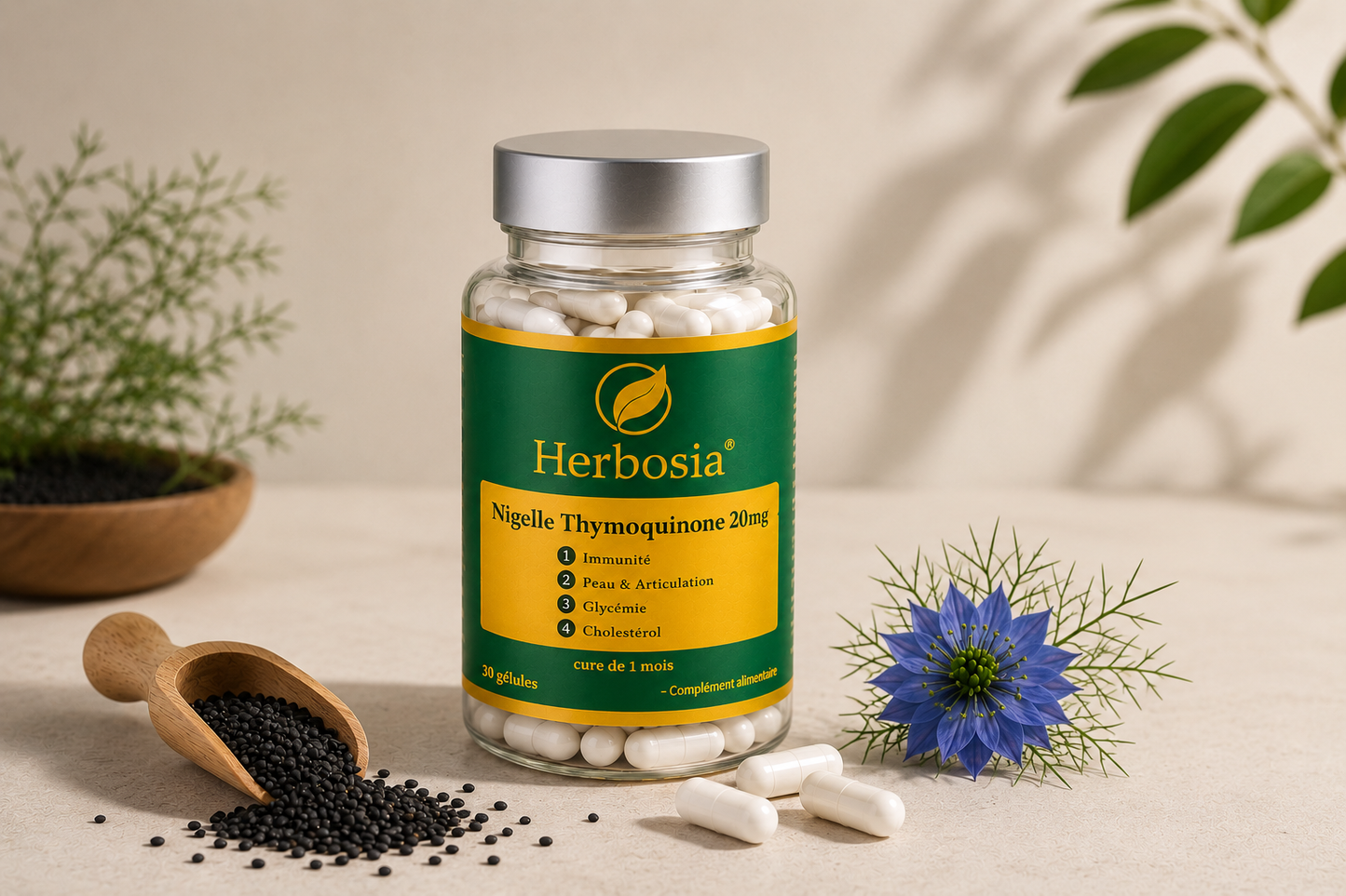 Gélules de Nigelle Riche en Thymoquinone 20 mg