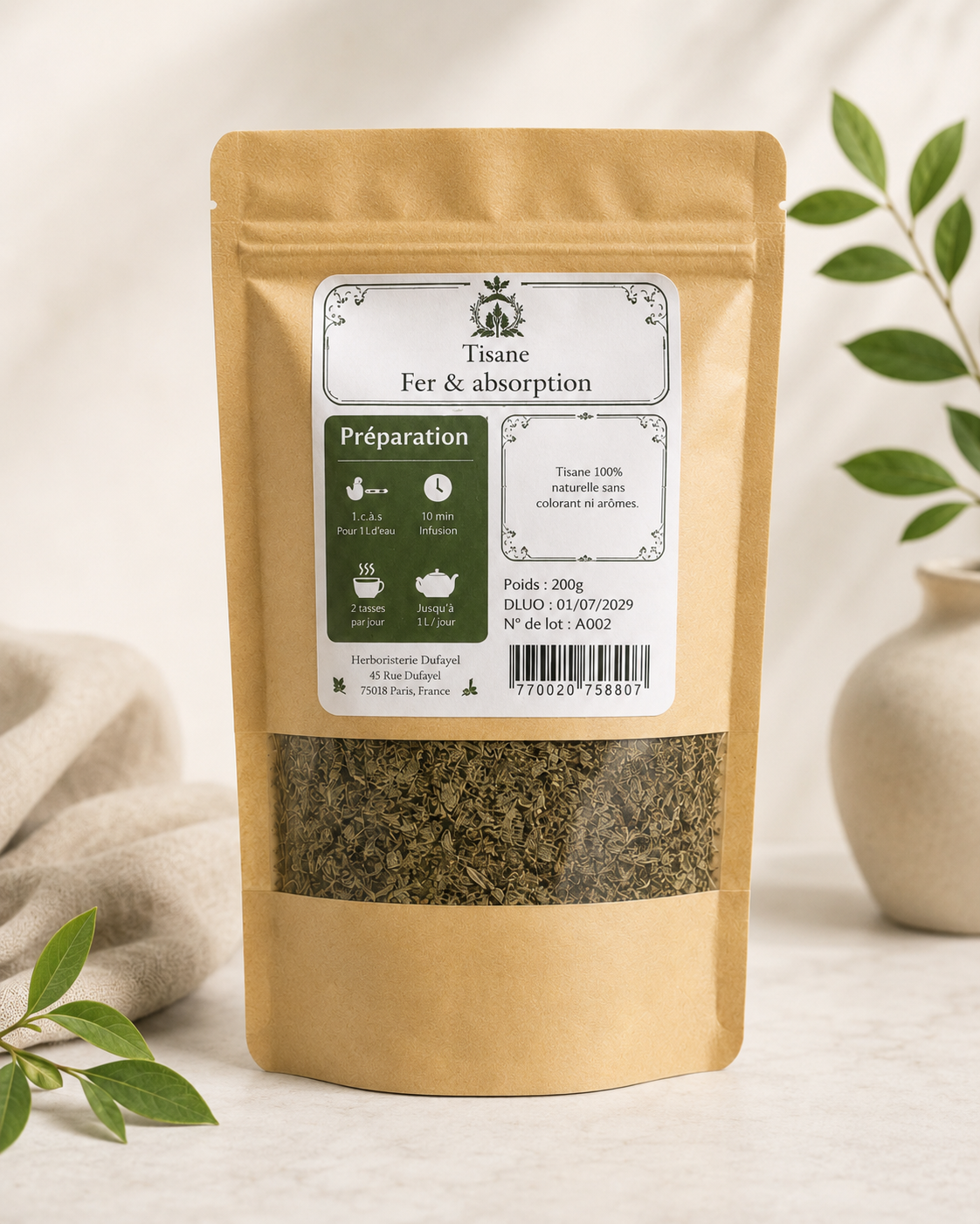 Tisane Fer & Absorption – Ortie, Cassis et Cynorrhodon