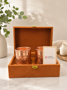 verres en cuivre pur gravé 2- Coffret cadeau