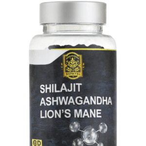 Shilajit + Ashwagandha + Lion’s Mane – Énergie, Stress & Focus| 120 Gélules